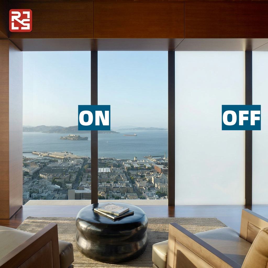 RS Intelligent Tempered Smart Glass Anti-UV Waterproof Features for Hotel Decoration Lighting Display Screen Instrument Use